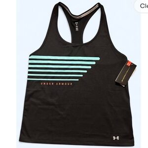 Under Armour Black Muscle Tee with Aqua Stripes